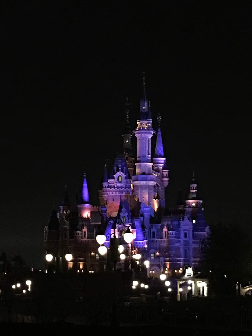                夜晚的迪士尼城堡