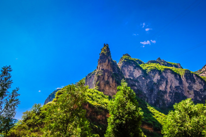 我来到了太行山大峡谷八泉峡景区,我在这里,在树木旁,在花草边,在阳光