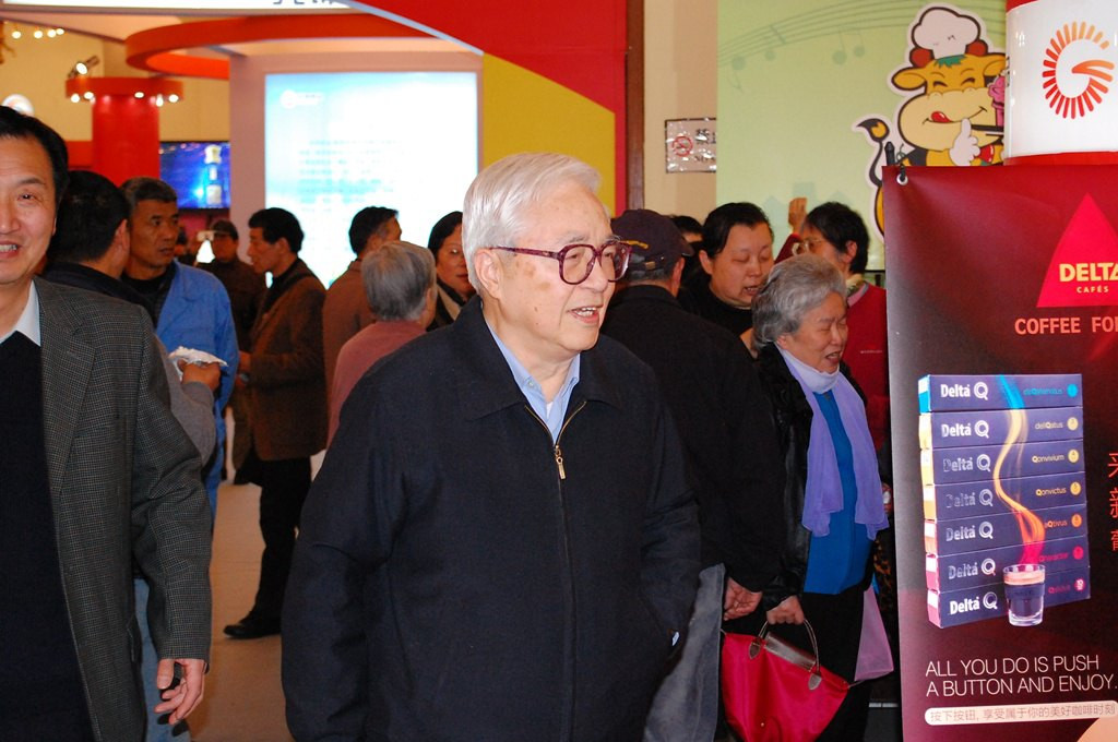 叶公琦老人来观展,只有一位佩胸卡的陪着.