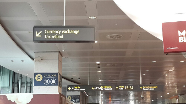 2016年7月意大利威尼斯马可波罗机场退税取现