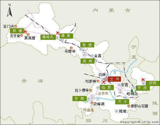 附上一張甘肅省地圖方便大家查看 day2(10月4日)上午敦煌莫高窟 上午