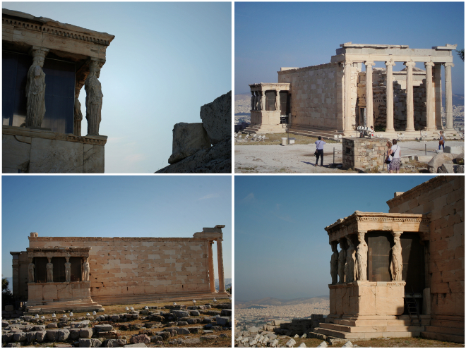 伊瑞克提翁神庙的面积和气派都不如帕台农神庙.